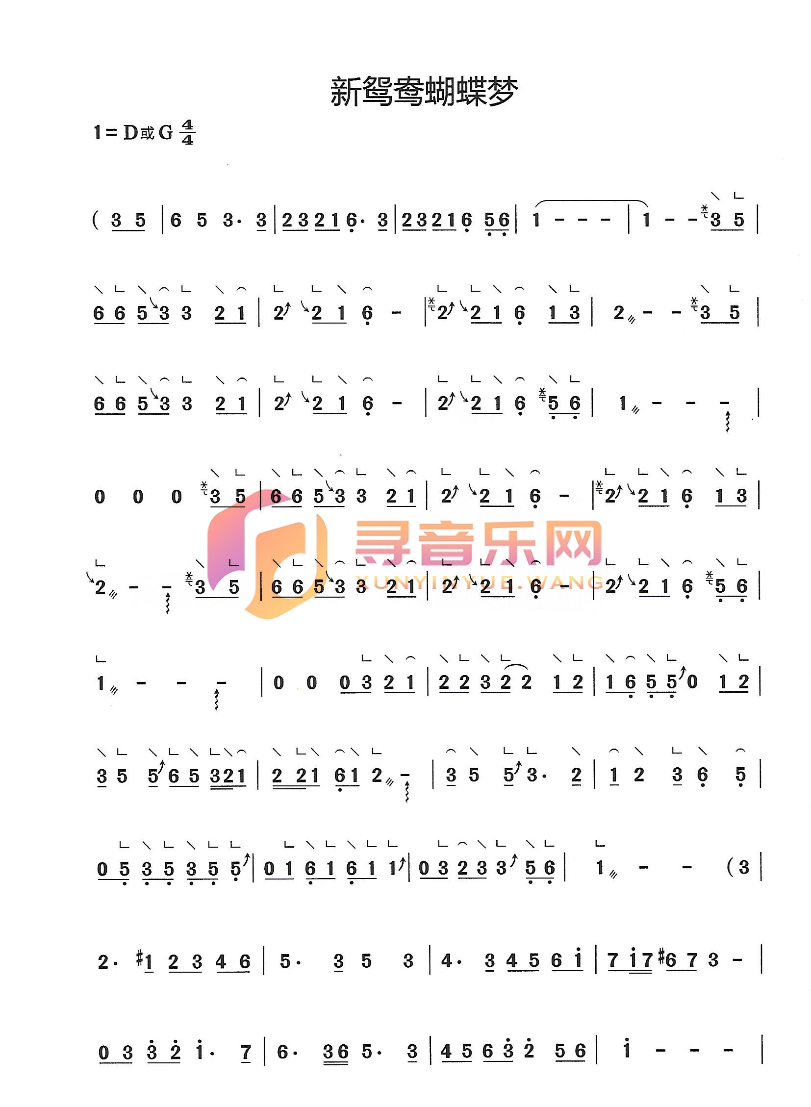 新鸳鸯蝴蝶梦D调